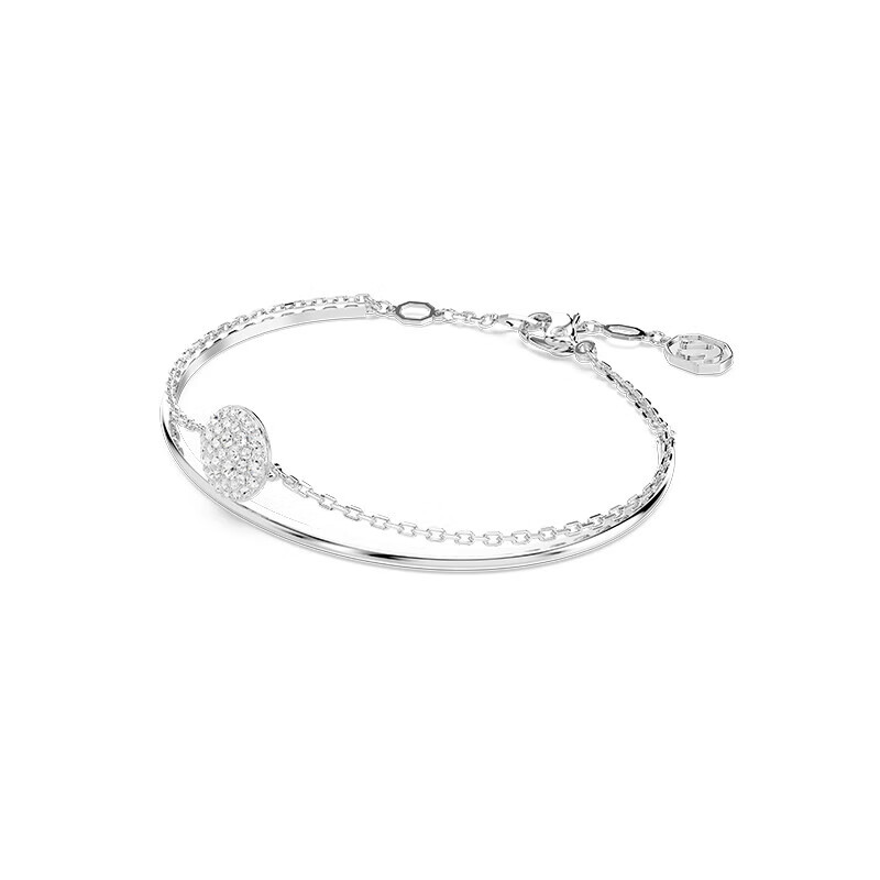 New In Gift Box SWAR0VSKI - Meteora bangle - White, Rhodium plated