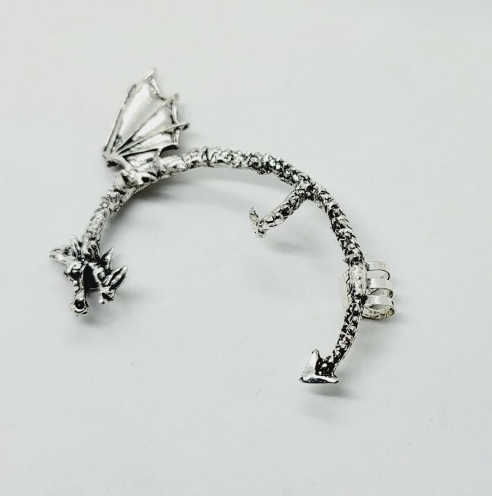 Gothic Metal Dragon Bite Ear Cuff Vintage Punk Rock Jewelry