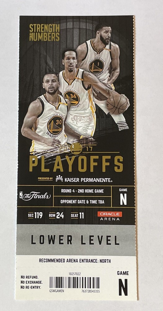 2017 NBA Finals Ticket Stub Golden State Warriors Cavs Game 2 Lebron Steph KD