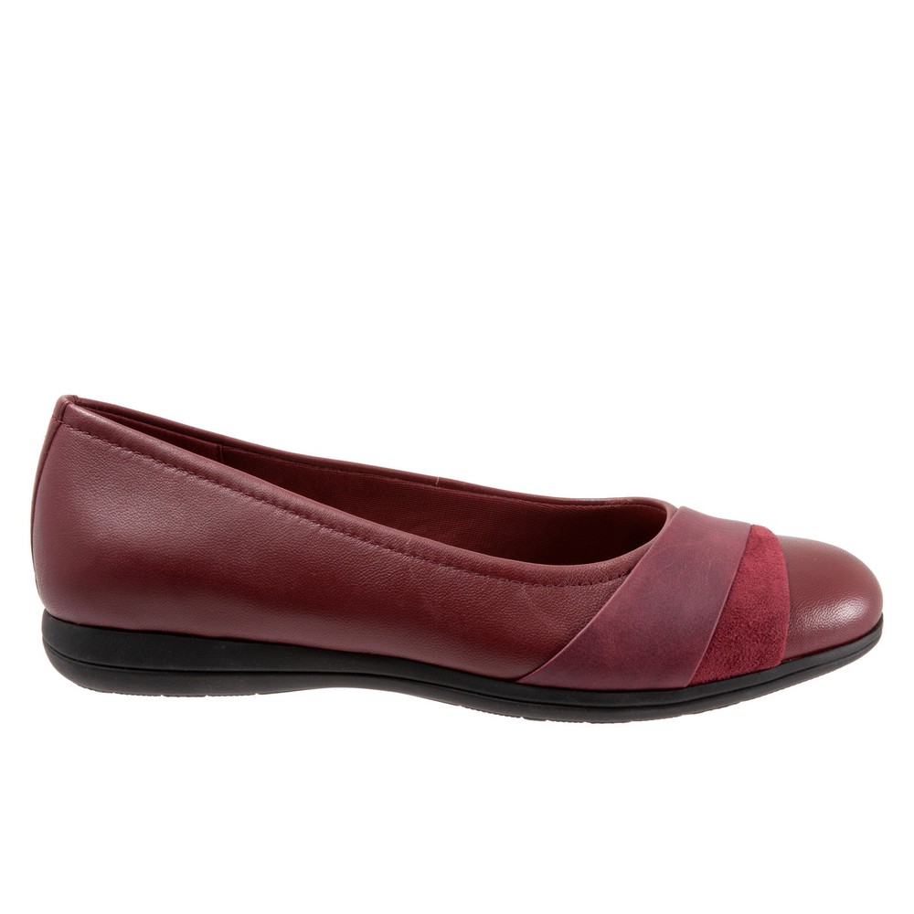Trotters Danni T2155-601 Womens Red Leather Slip On Ballet Flats Shoes 11