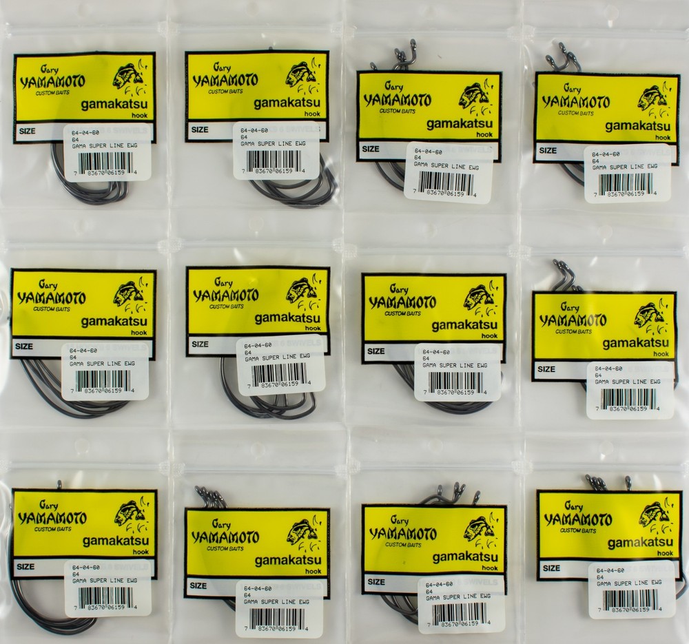 12-Pack Gary Yamamoto Gama Super Line EWG Worm Hooks 6/0 64-04-60 M4101