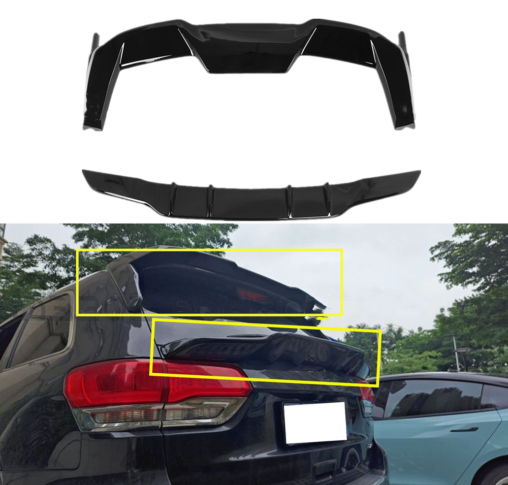 Gloss Black Rear Upper + Mid Wing Trunk Spoiler For Jeep Grand Cherokee 13-21 US