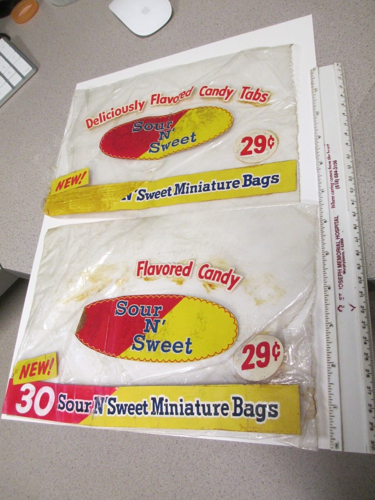 1960s Williamson Candy Sour N Sweet Tart Bags Vintage Original Art
