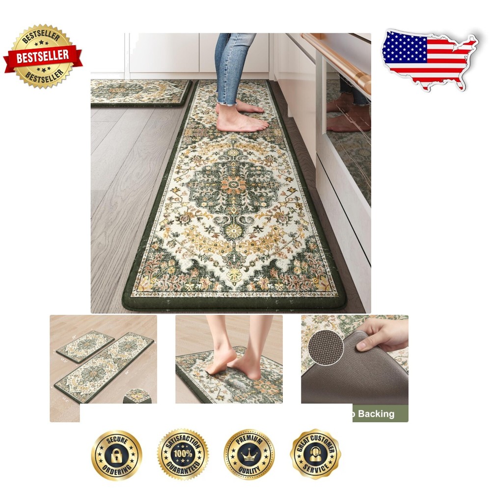 Comfortable Non-Slip Anti-Fatigue Mats for Kitchen - 17.3'' x 59'' & 17'' x 29''