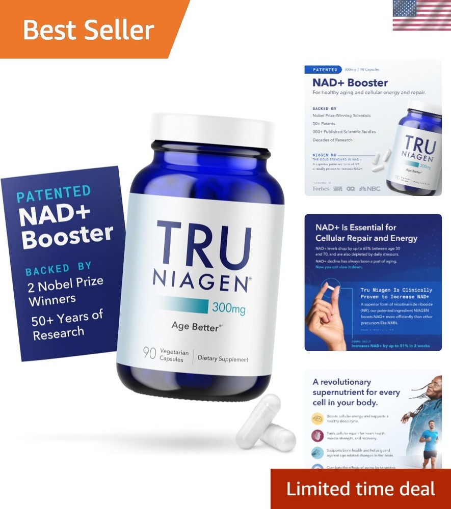 300mg Vegan NAD+ Boosting Capsules for Enhanced Cellular Energy - 90 Servings