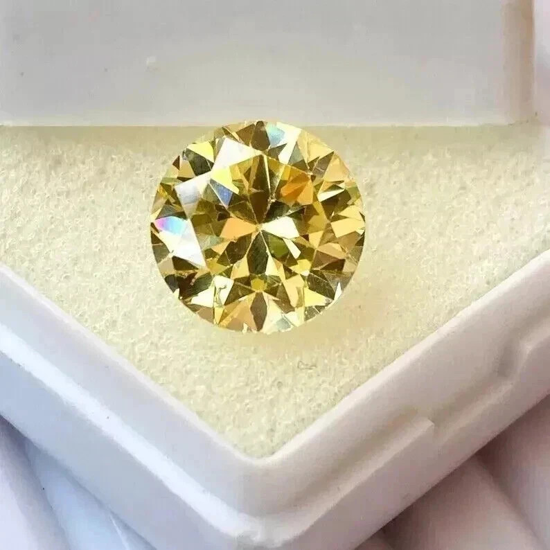 2 Ct Lab Grown Yellow Diamond Round Cut 8 mm VVS1 D Grade Certified Stone