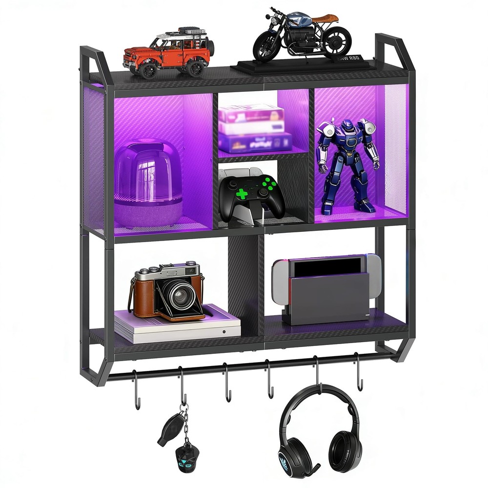 Gaming Floating Shelves with Lights, 28.7