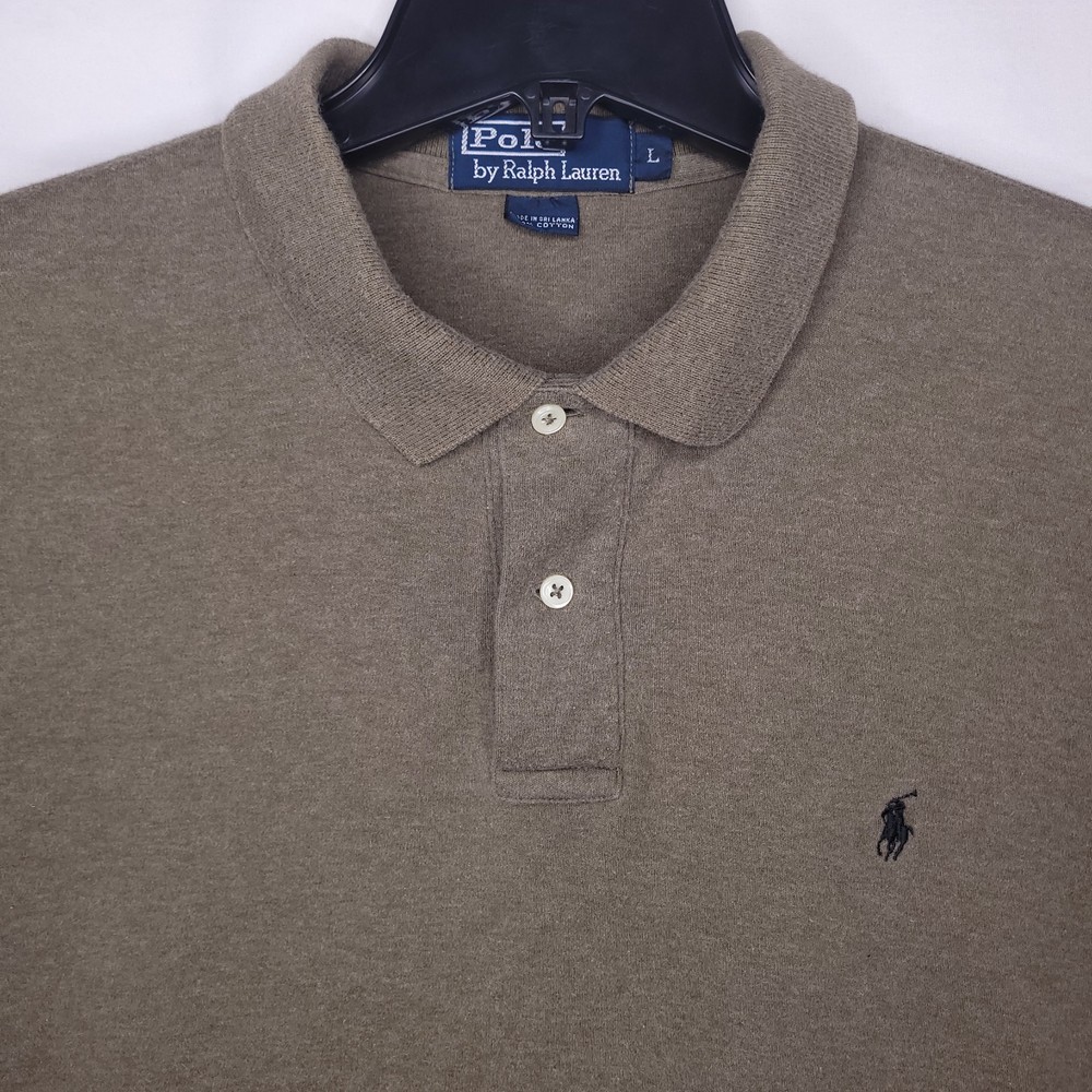 Ralph Lauren Polo Shirt Mens Large Olive Green Pony Cotton