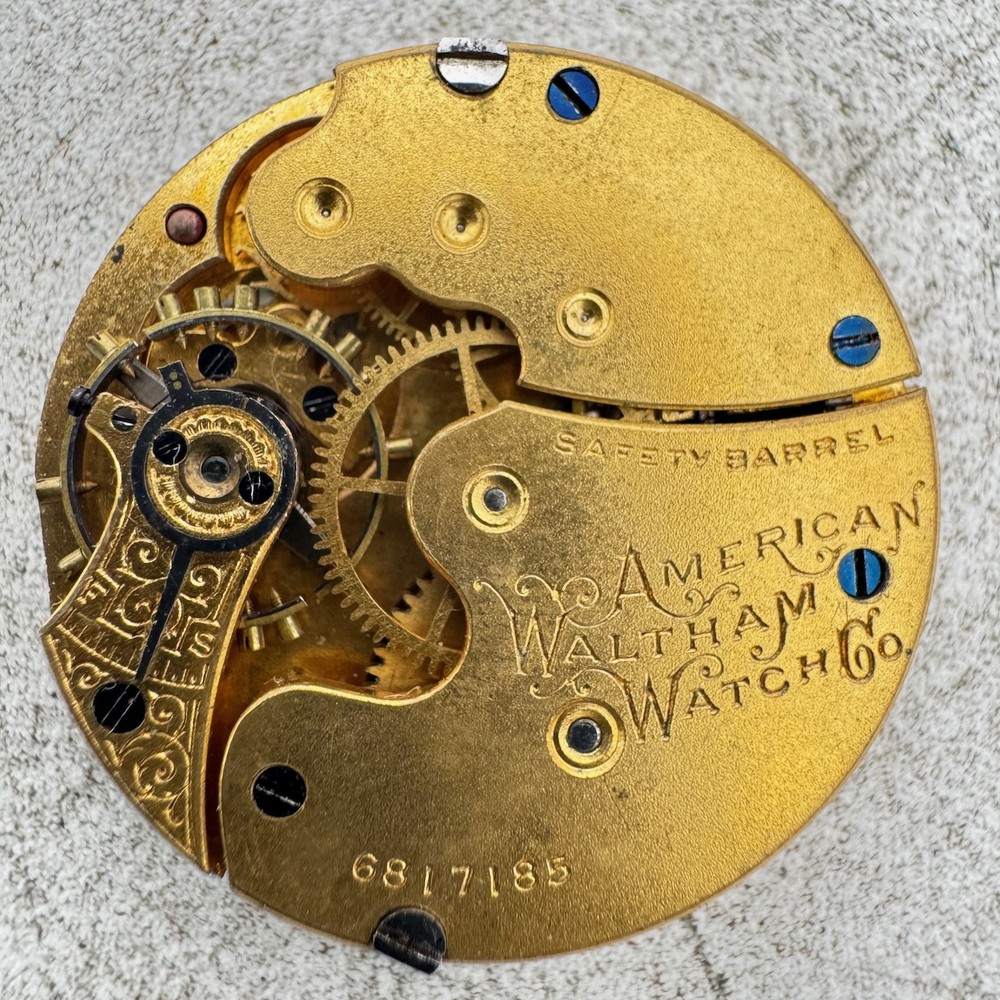 Antique 0s 1899 Waltham 7 Jewel Multicolor Hunter Pocket Watch Movement 60 USA