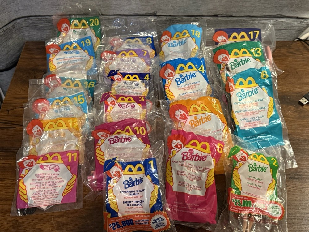 1999 McDonalds Barbie Hot Wheels Complete Set of 18 NIP