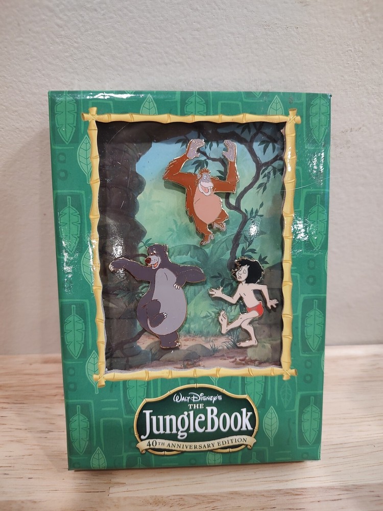Disney Jungle Book 40th Anniversary Edition Set Of 3 Hat/Pins Moglie Baloo Louie