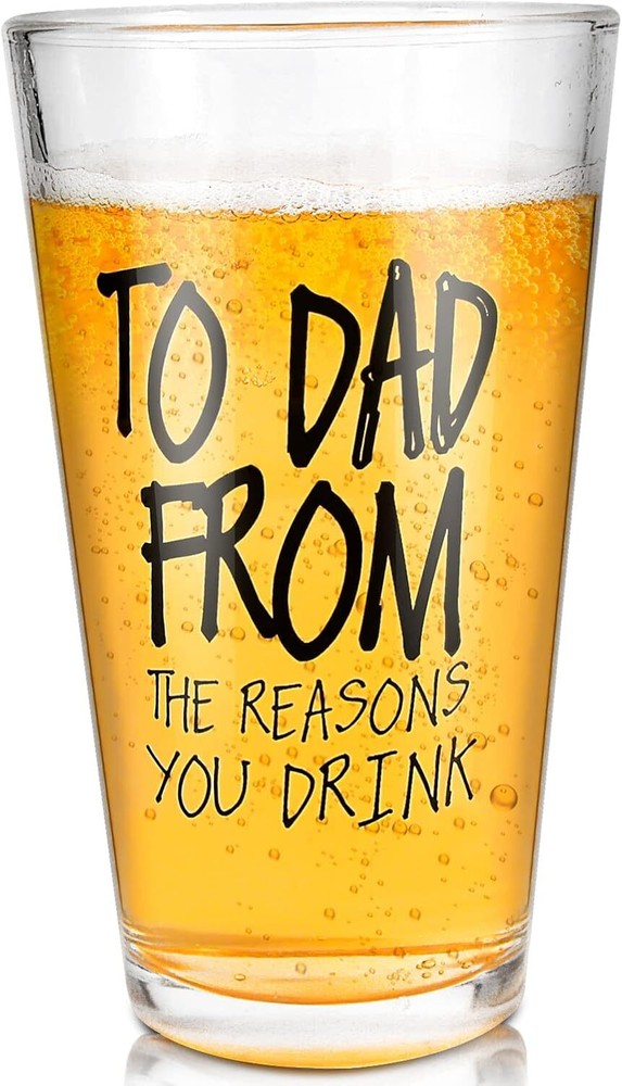 Funny 16oz Beer Glass Gift for Dad from Daughter Son or Wife - Perfect Fathers Day Present-image