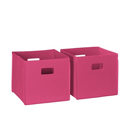 Folding Storage Cube Organizer with Handles 2-Bin Set Hot Pink