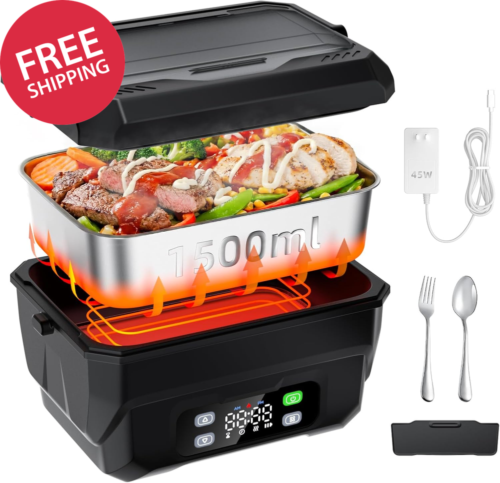 100W Cordless Heated Lunch Box, 45W Fast Charging＆22000Mah Rechargeable Electric