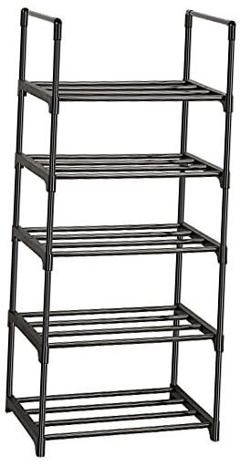 Sturdy 5-Tier Black Metal Shoe Rack 17.1W x 11.8D x 40.5H