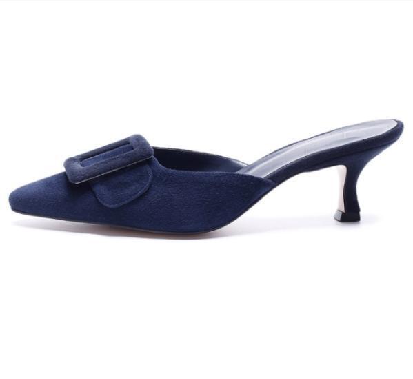 Women's Stylish Pointy Toe Kitten Heel Mules for Party Wear