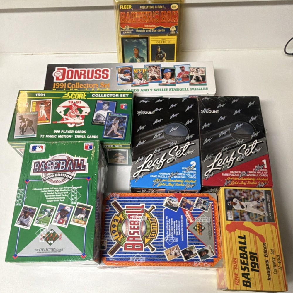 Fleer Donruss Score Leaf 1990-1992 MLB Sealed 8 Box Lot (Bo Jackson, Clemens)