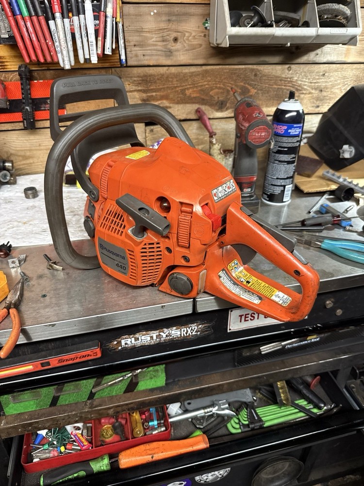 Husqvarna 440 Gasoline Chainsaw Powerhead, Chain Brake, Orange/Gray