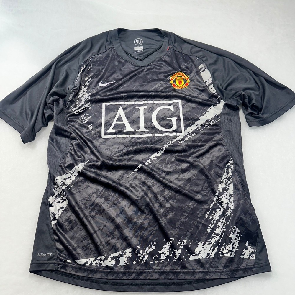 Nike Manchester United AIG Training Jersey Men Medium Black Soccer Shirt NikeFIT