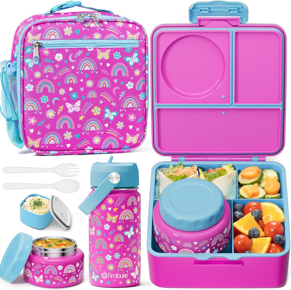 Insulated Leakproof Kids Bento Lunch Box with 8.5 OZ Thermos