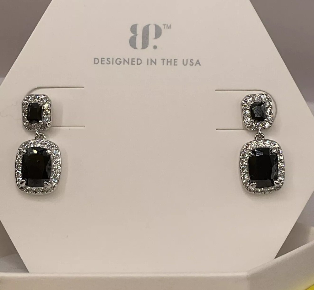 BP Earrings Black Onyx CZ on Rhodium Loving This Life RBP8336