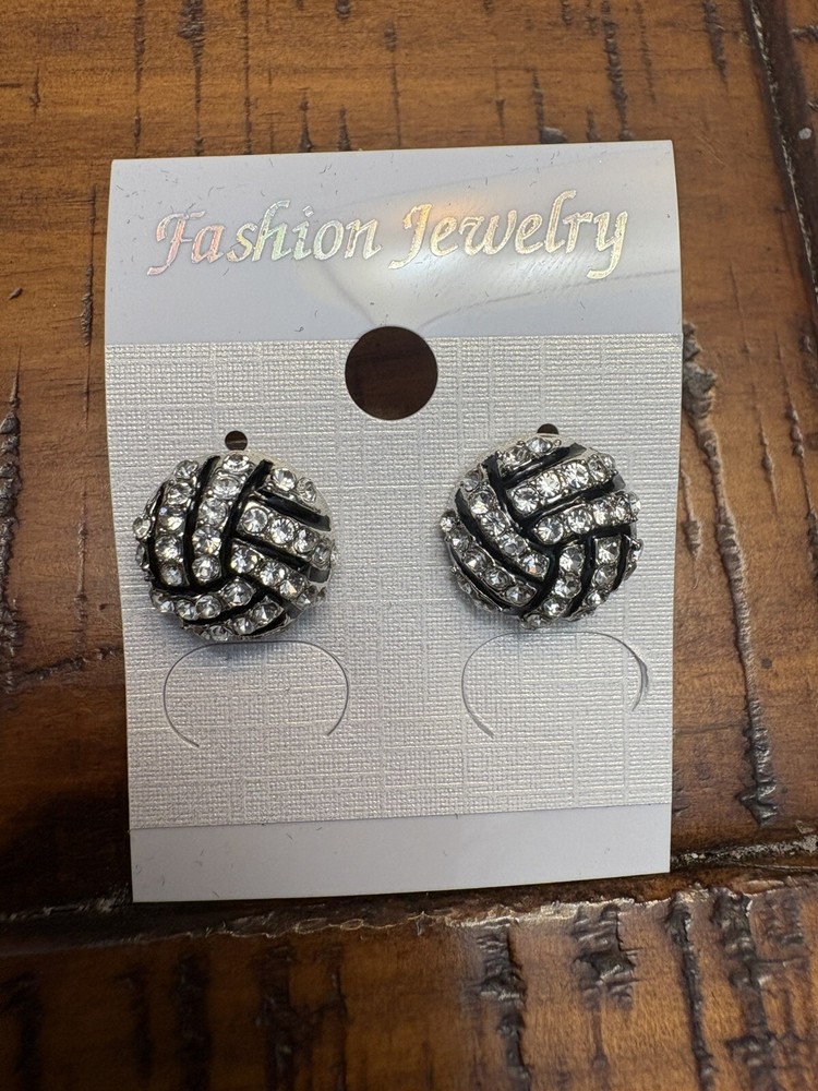Fashion Women Crystal Volleyball Post Small Earrings
