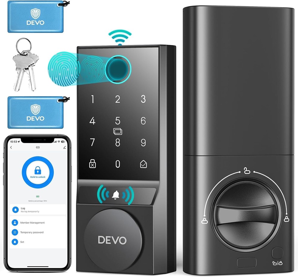 Smart Fingerprint Door Lock - 6-in-1 Keyless Entry for Front Doors