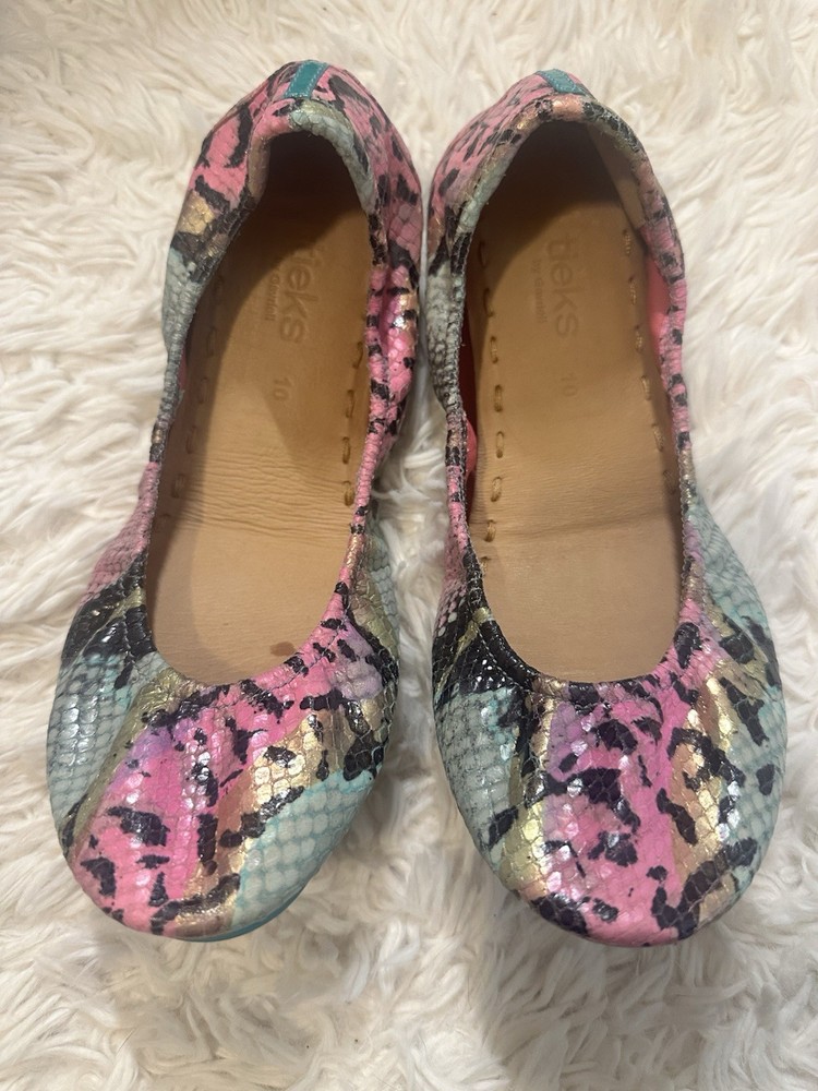 Tieks by Gavrieli Size  10 Foldable Ballet Flats  Sand Snake Leather Slip-On