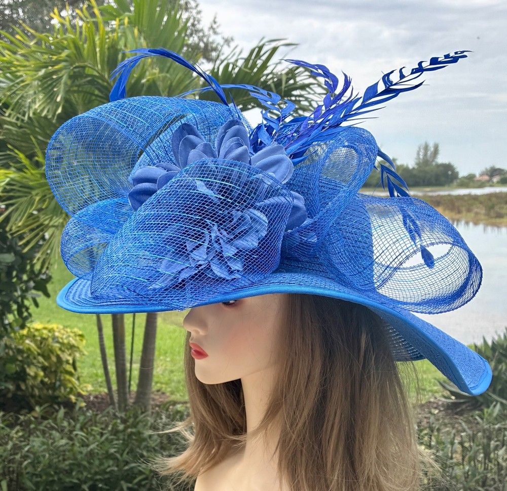 Kentucky Derby Hat Church Tea Party Hat with Wide Brim