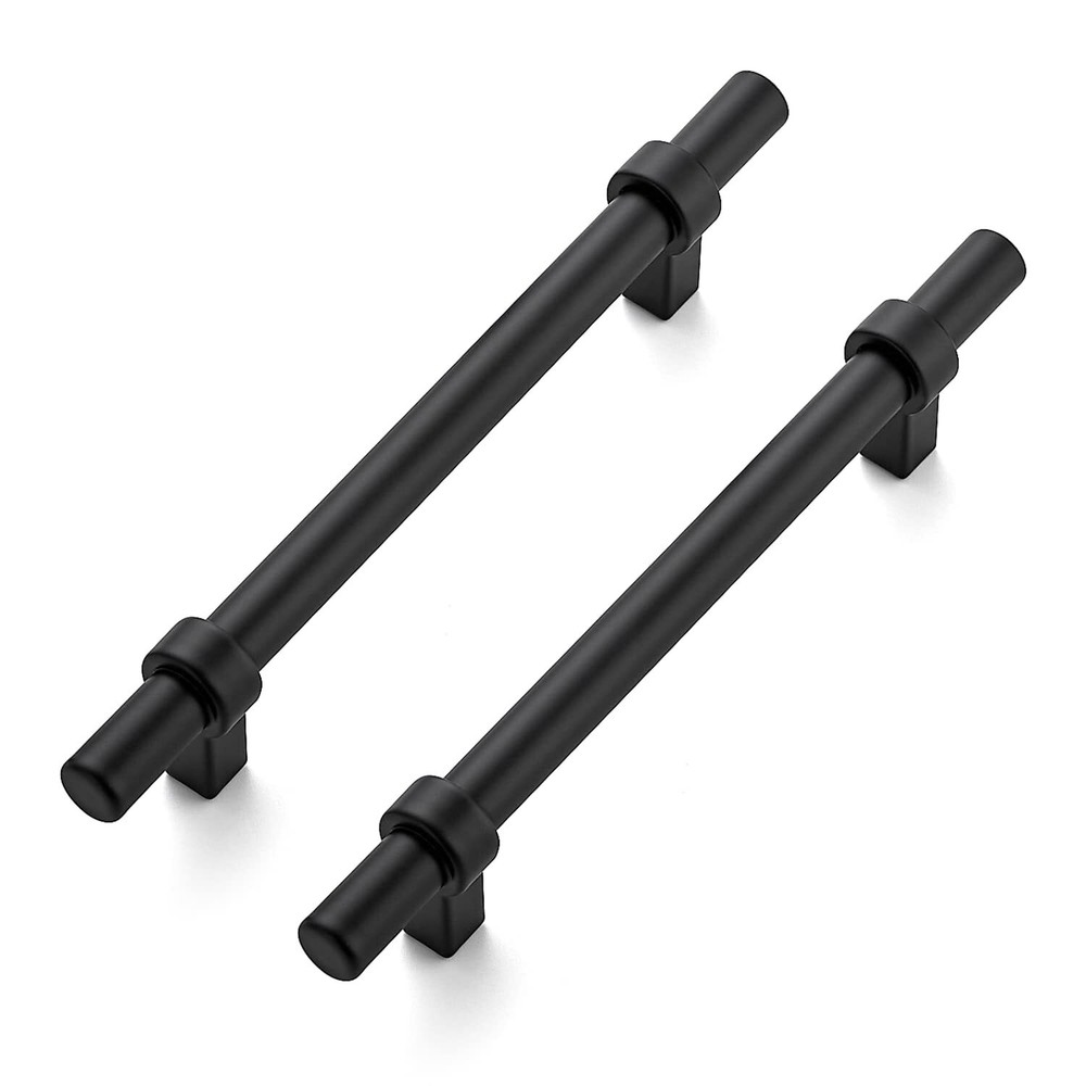 5 Pack 7.38 Inch Matte Black Cabinet Pulls with 5-Inch Hole Center for Kitchen  
