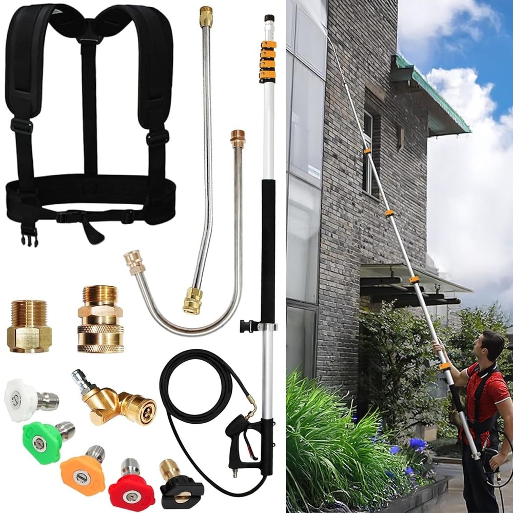 5-24FT Telescoping Pressure Washer Wand 4000PSI with 2 Extensions Portable