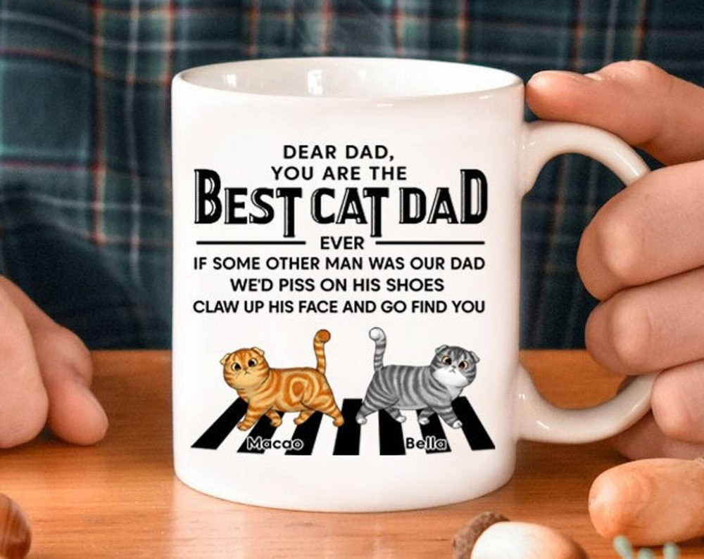 Custom Cat Dad Mug Personalized With Your Cat's Name  