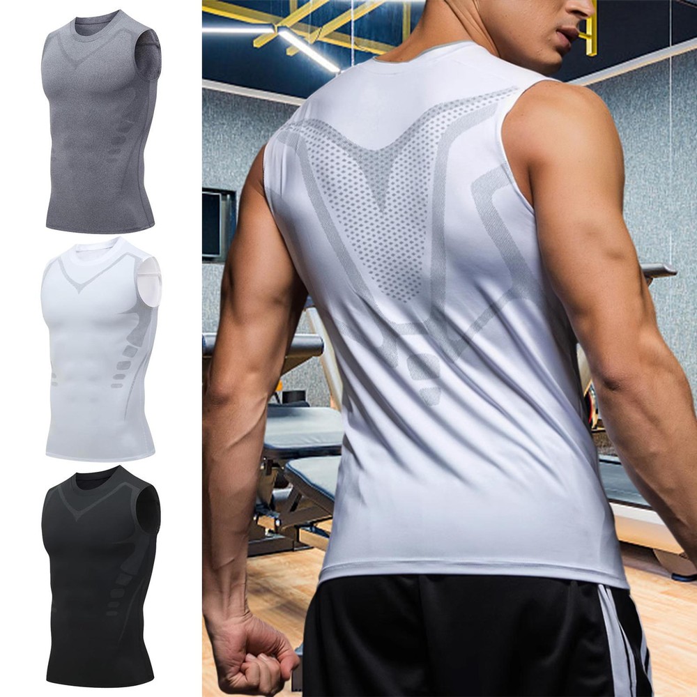 Mens Slimming Tummy Body Shaper Vest Compression T-Shirt Ultra Durable Tank Tops