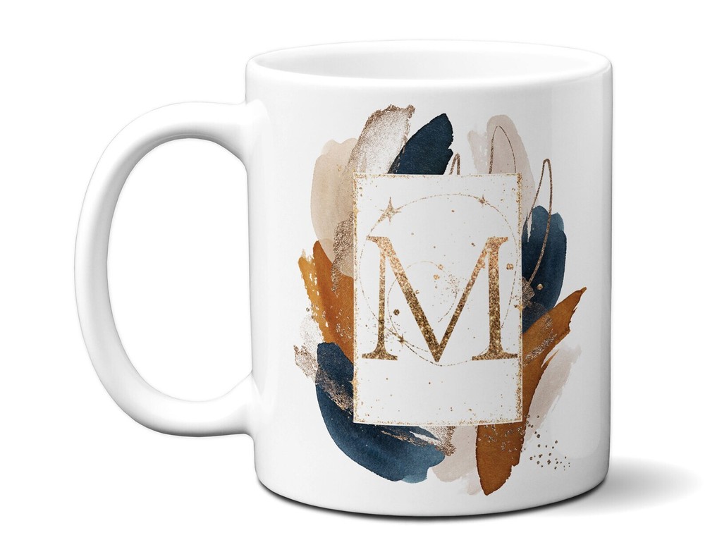 Personalize With Name And Monogram Coffee Mug Modern Art Abstract Letter Initial