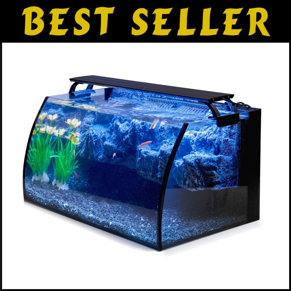 Elegant 8-Gallon Aquarium with Built-In Filter & Stunning LED Lights