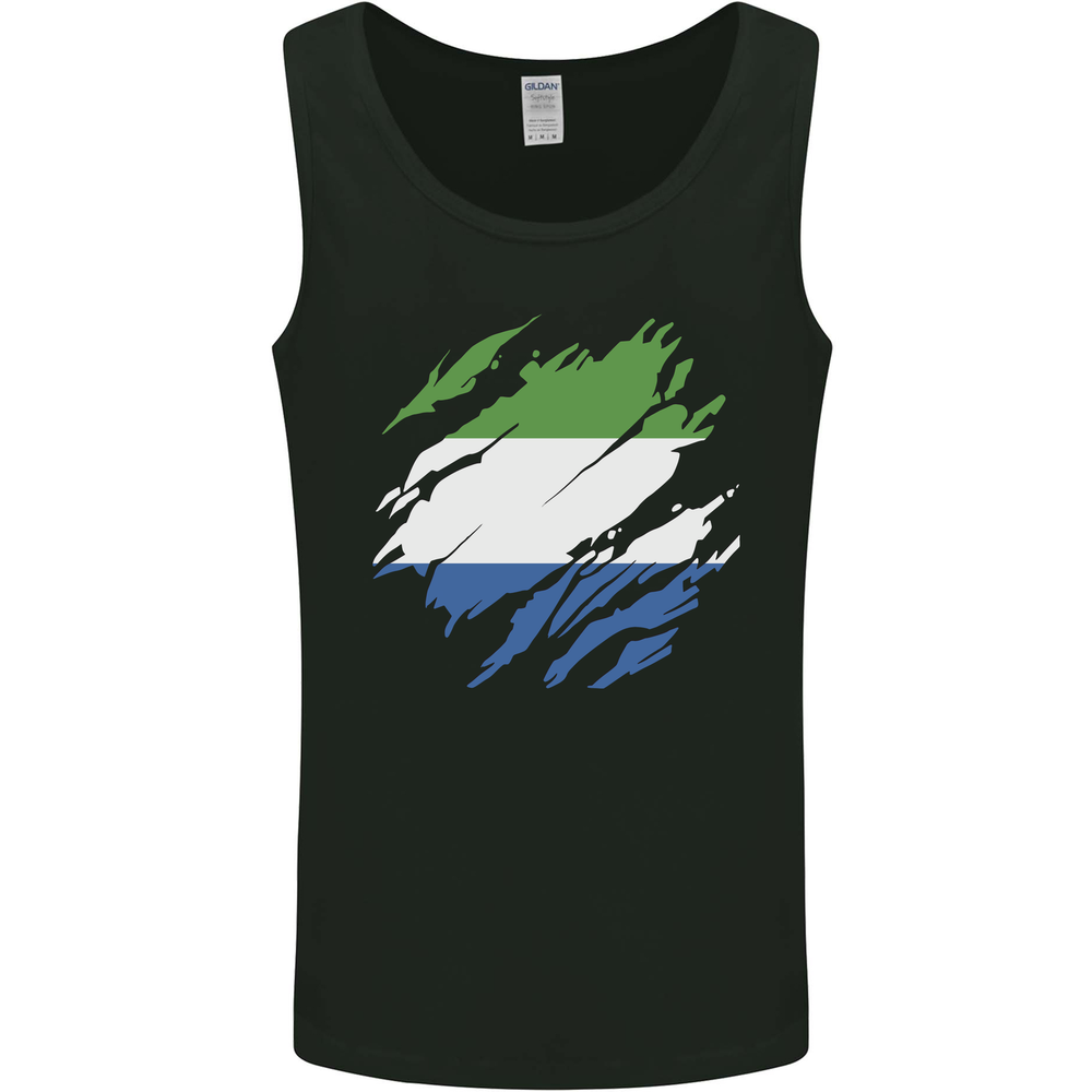 Torn Sierra Leone Flag Leonian Day Football Mens Vest Tank Top