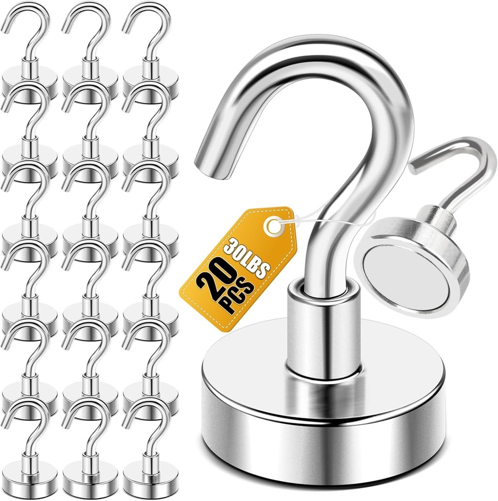 DIYMAG Magnetic Hooks 30lbs+ Strong Magnet Hooks 20 Pack, Cruise Cabin
