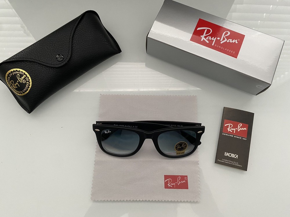 Ray-Ban Wayfarer Sunglasses RB2140 - Black And Blue - New But Small Arm Scratch