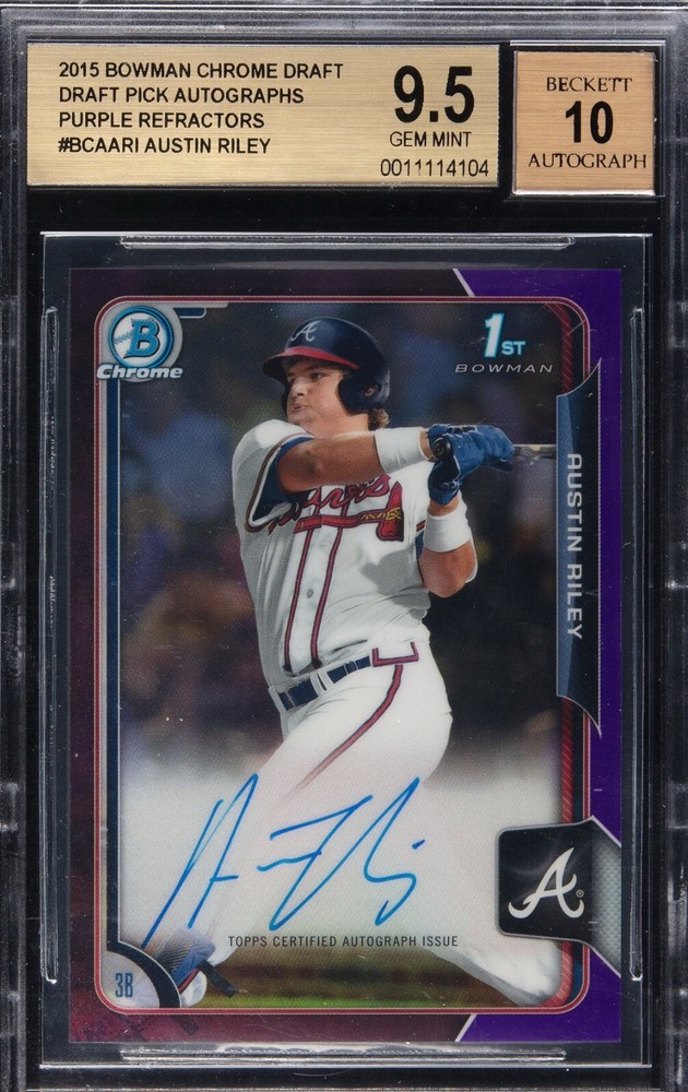 2015 Bowman Draft Austin Riley Chrome Auto Purple Refractor /250 BCA-ARI BGS 9.5