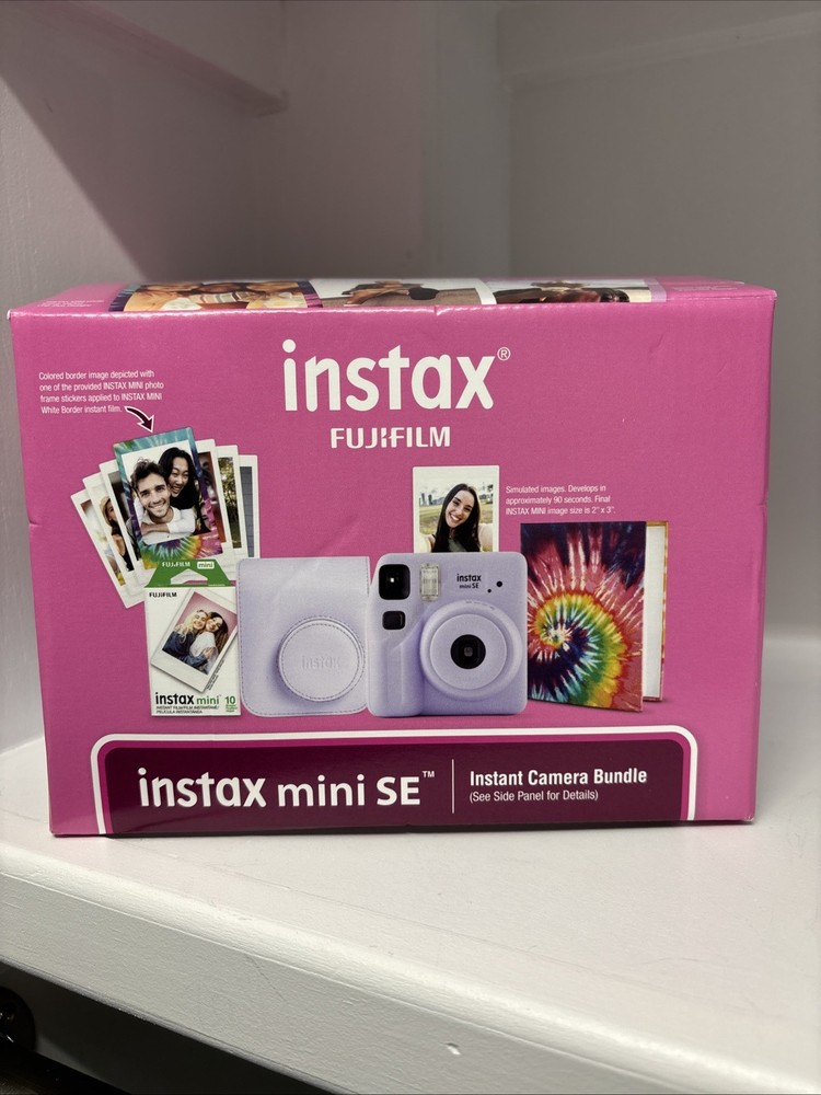 Fujifilm Instax Mini SE 5MP Instant Camera Bundle Gray Open Box No Film