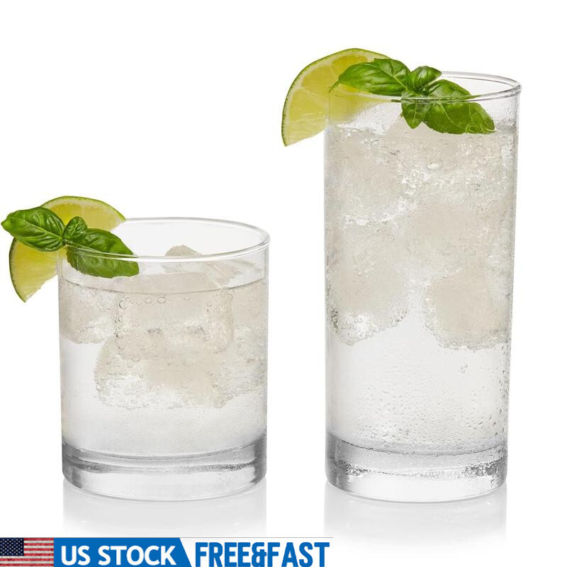 24-Piece Tumbler & Rocks Glass Set Elegant Drinkware Parties Dishwasher Safe New