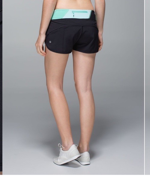 Lululemon Run Speed Short 4-Way Stretch Black Green Size 6 W7B41S