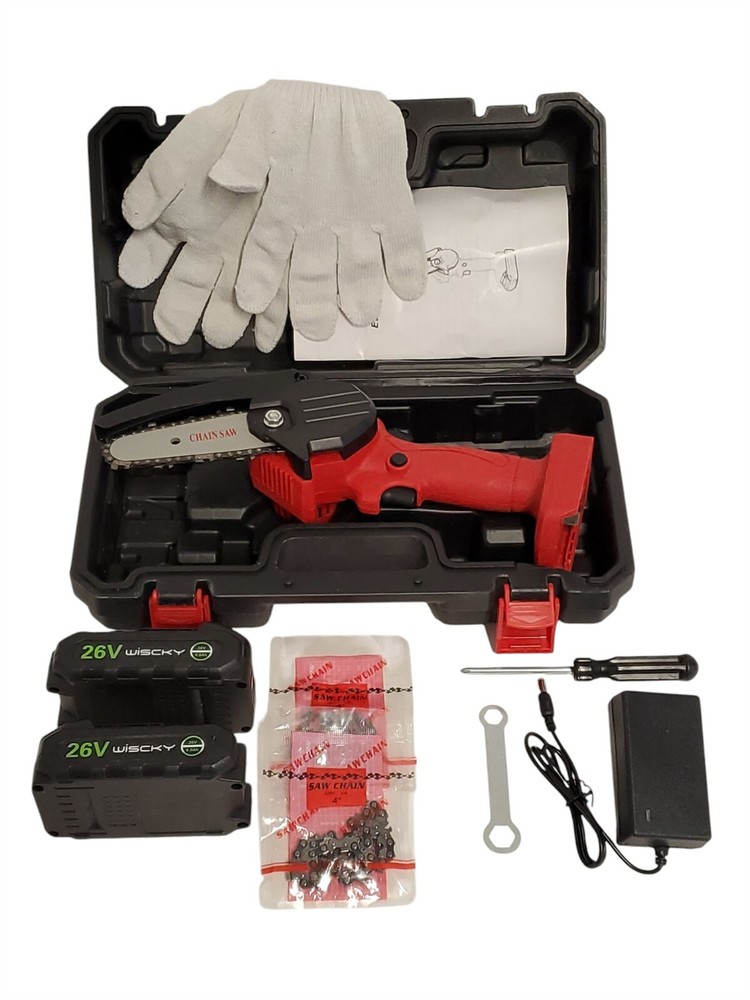 4-Inch Mini Cordless Electric Chainsaw with 26V Rechargeable Battery