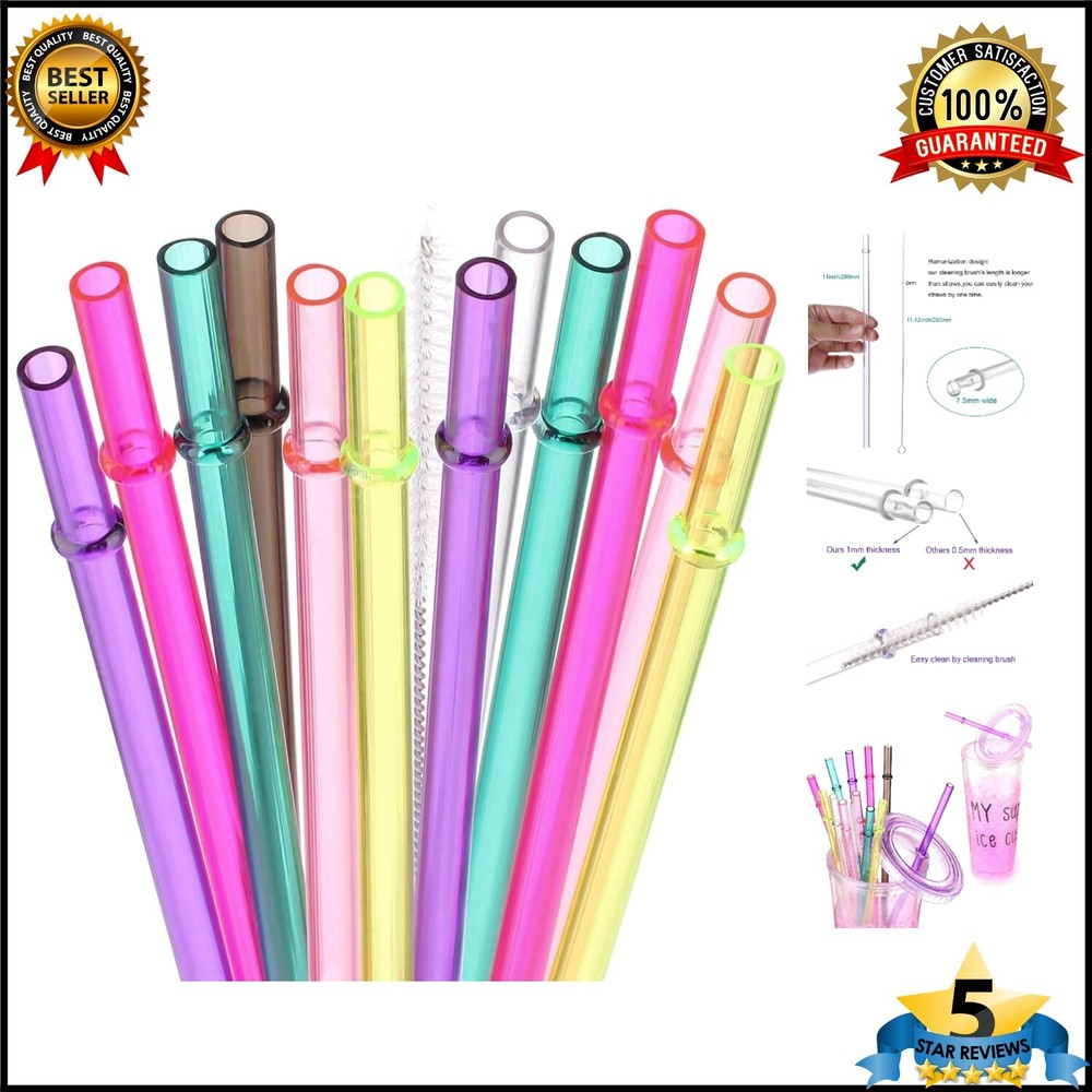 11 Inch Extra Long Clear Reusable Plastic Drinking Straws for 24oz Cups