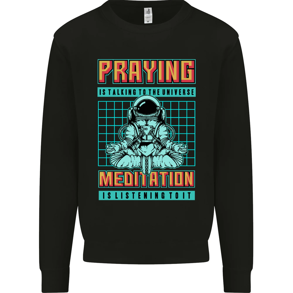 Praying and Meditation Space Universe Yoga Mens Sweatshirt Jumper
