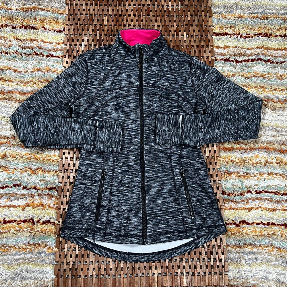 Lulemon Scuba Full Zip Hoodie in Heathered Grey Pink Womens Size XS