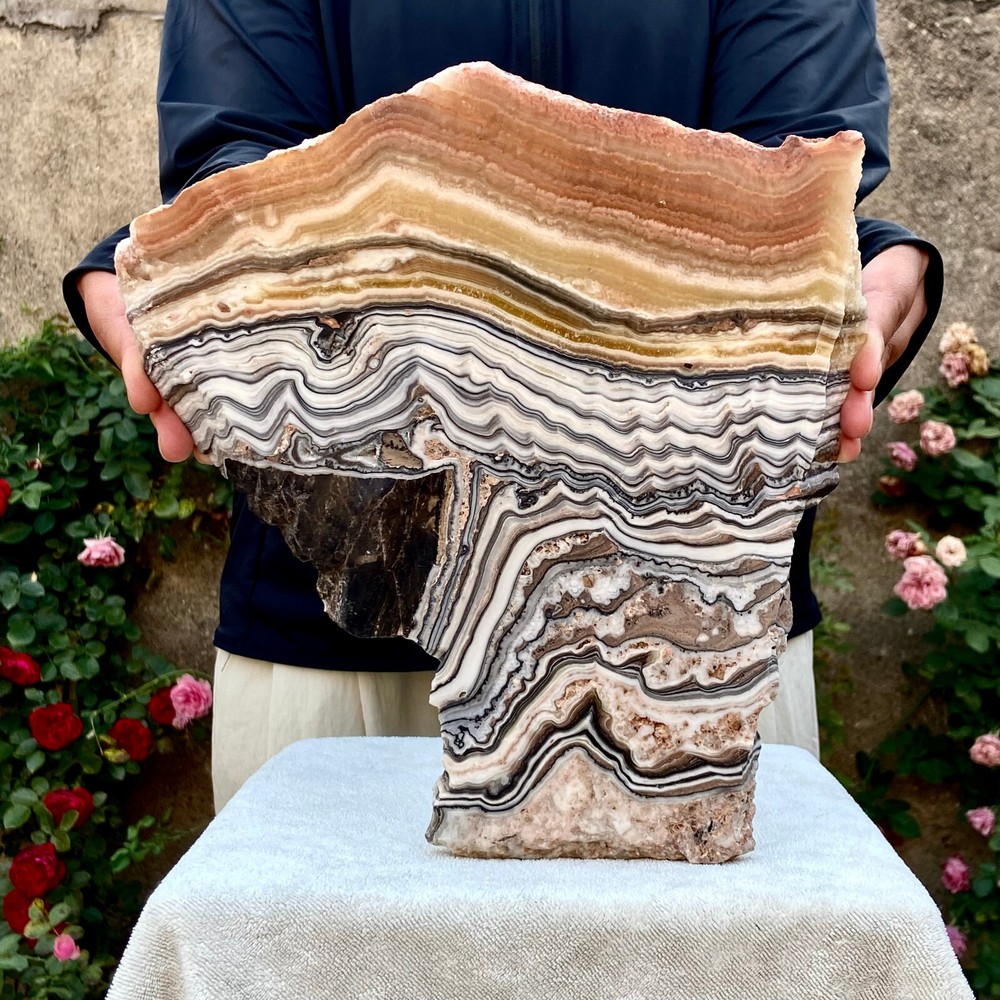 4.2LB Natural Zebra Calcite Polished Slab for Reiki Healing & Energy Work  