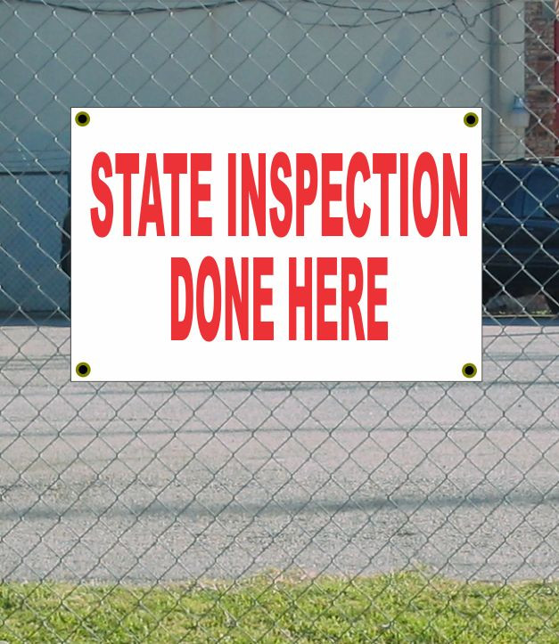 2x3 Red & White State Inspection Banner Sign – New, Discounted Size & Price – 