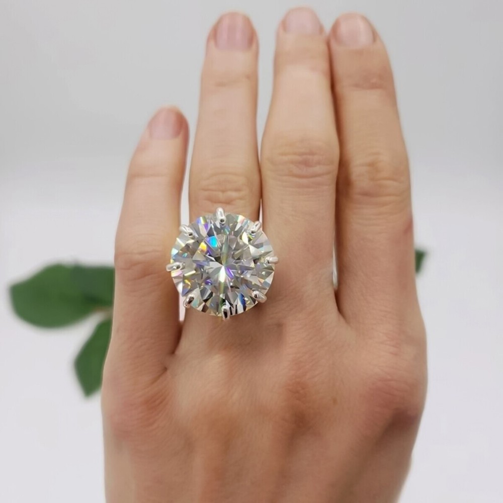 9.00 Ct Large Certified F VS1 White Diamond Solitaire Ring In 925 Silver