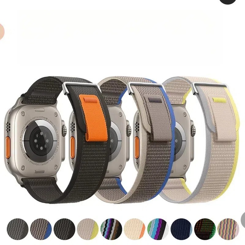 Two-section trail  nylon loop strap for Apple Watch 10 9 8 42/44/46/49mm Ultra2